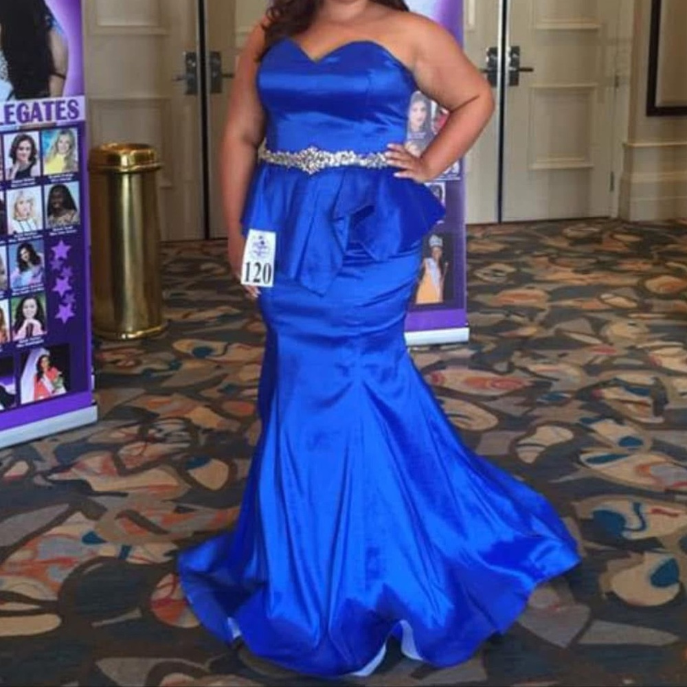 Macduggal fabulous 18w blue peplum dress